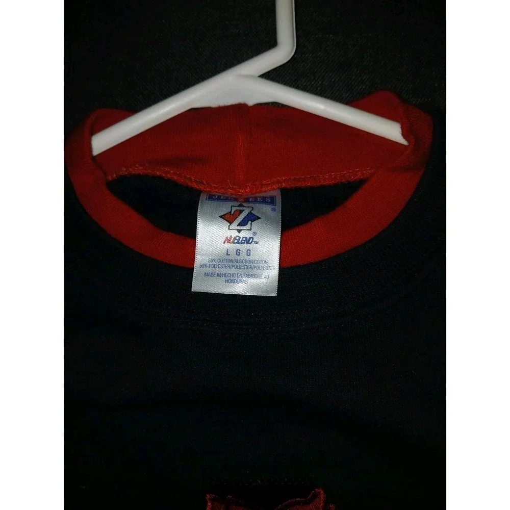 Vintage Jerzees Womens Large Christmas Sweatshirt Poinsettia Embroidered Appliqu